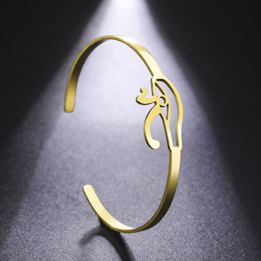Title 7, Titanium Steel Horus Eye Open-Ended Bracelet Op...