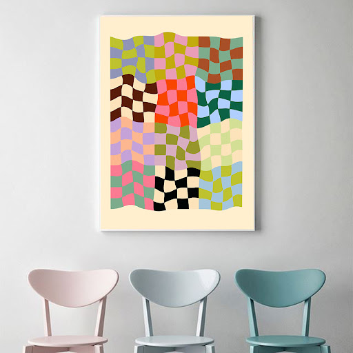 Title 1, Colorful Abstract Wavy Lines Pattern Canvas Pai...