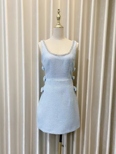 Title 4, Womens French Fog Blue Sequin Sling Dress