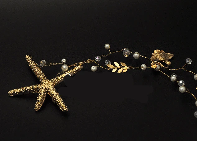 Accessoires de cheveux étoile de mer faits main pour mariées, ornements de robes de mariée, coiffes nuptiales artisanales pour un look unique.