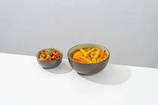 Sambar Annam With Kodi Kura ( Sambar Rice Bowl & Chicken Curry)