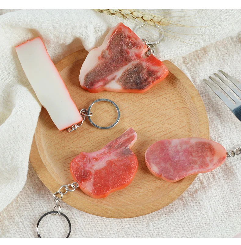 Llavero de costillas de carne para alimentos, colgante creativo para accesorios de fotografía. ¡Añade diversión y originalidad a tus sesiones!