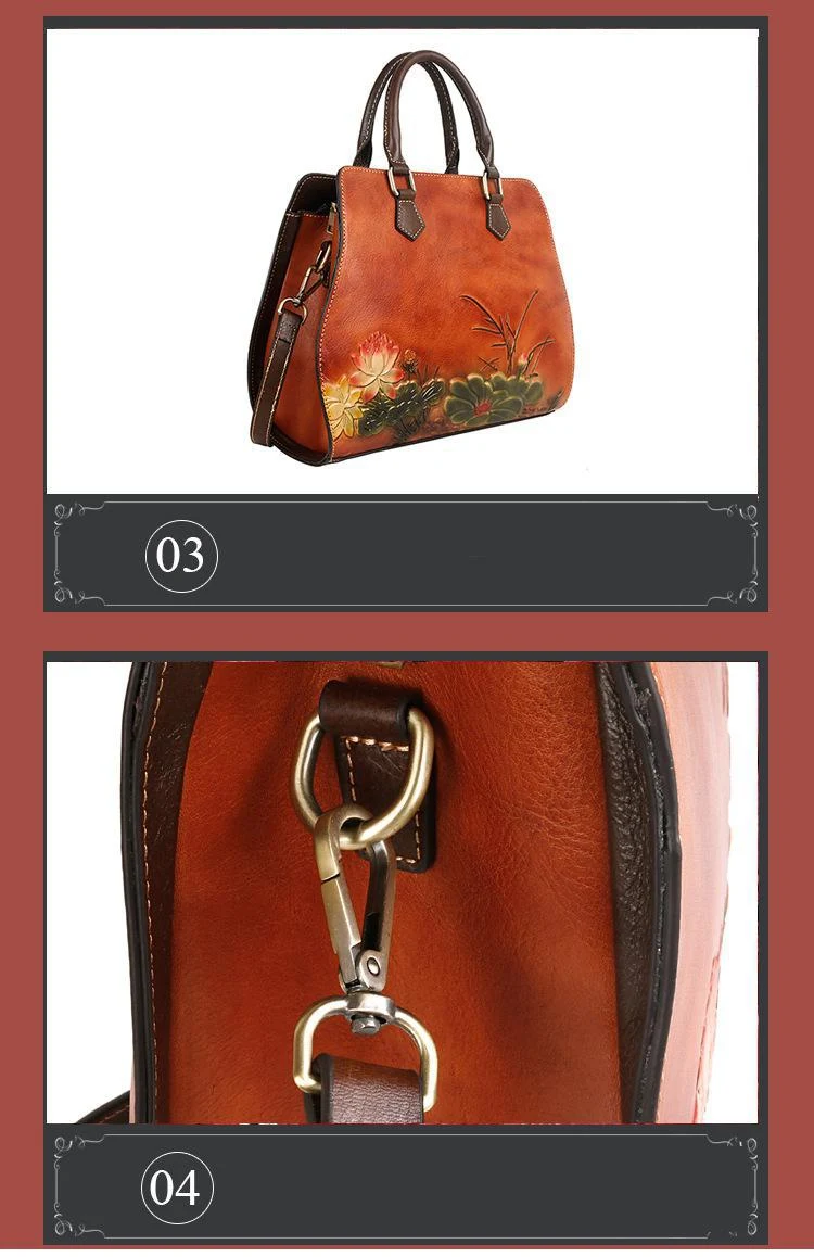 Title 8, Bolsa feminina de couro de vaca retrô para uso ...