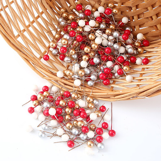 Title 2, 50PCs Mini Pearl Berry Fruit DIY Handmade Acces...