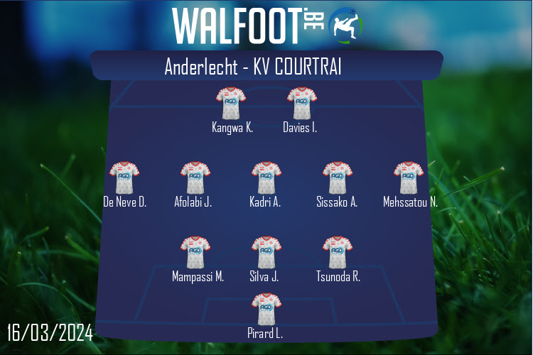 Composition KV Courtrai | Anderlecht - KV Courtrai (16/03/2024)