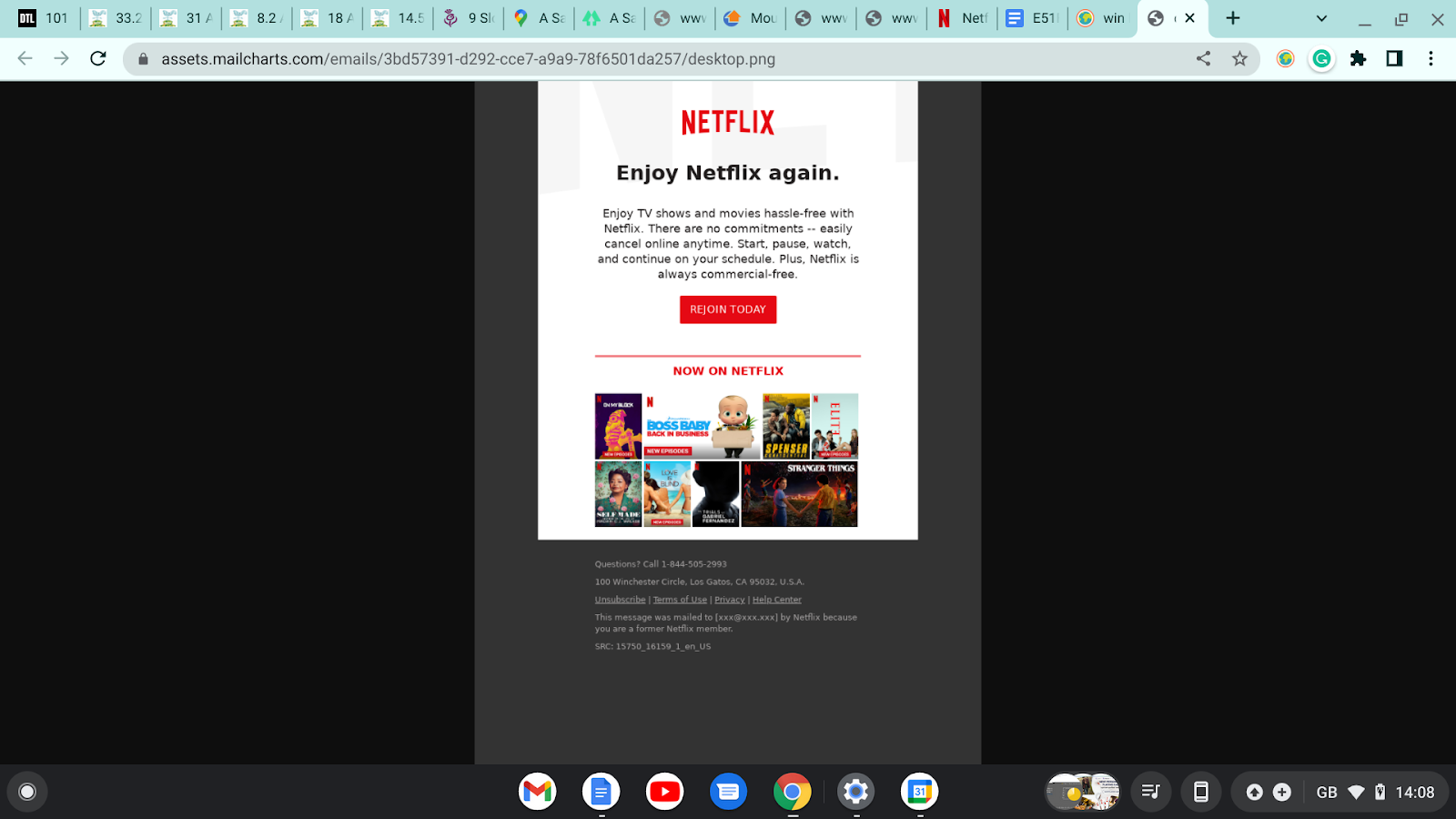 e-mail de reconquête de netflix