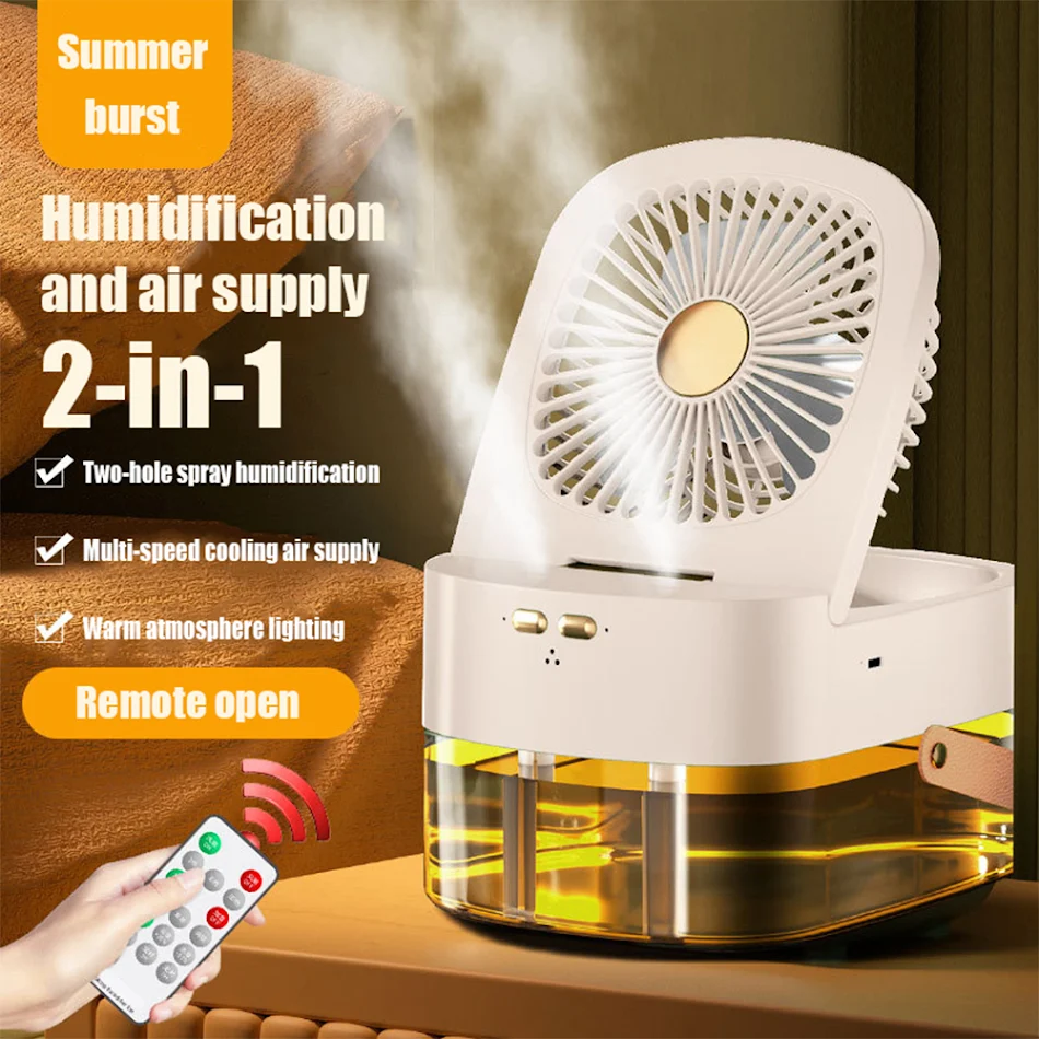 Mini ventilator sa prskalicom za vlaženje stola daljinski upravljač tajmer veliki vetar tihi USB punjač