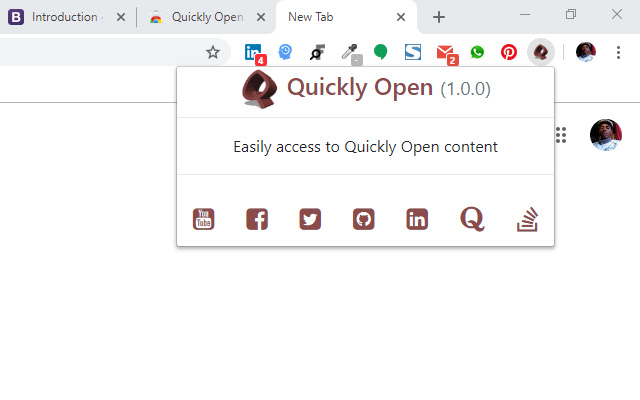 Quickly Open chrome extension