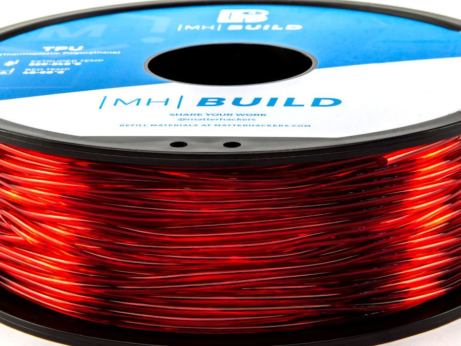 Translucent Red MH Build Series TPU Flexible Filament - 1.75mm (1kg)