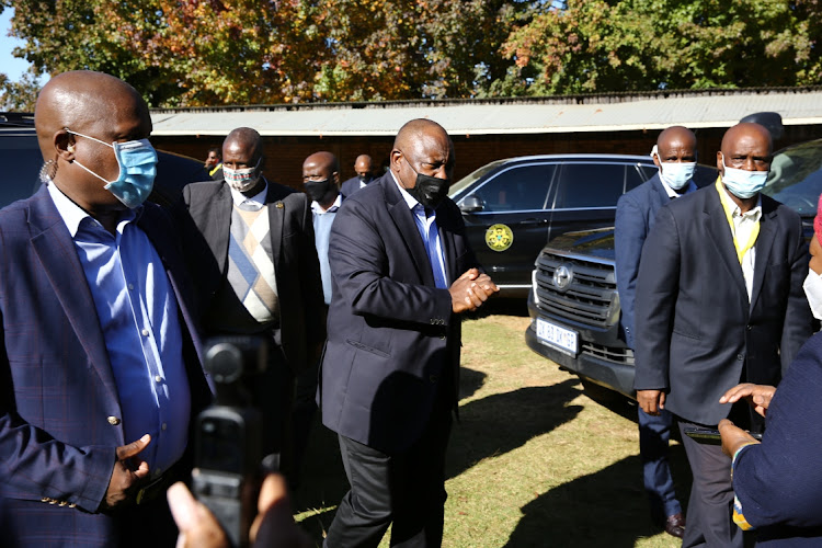 President Cyril Ramaphosa arrives in Carolina, Mpumalanga.