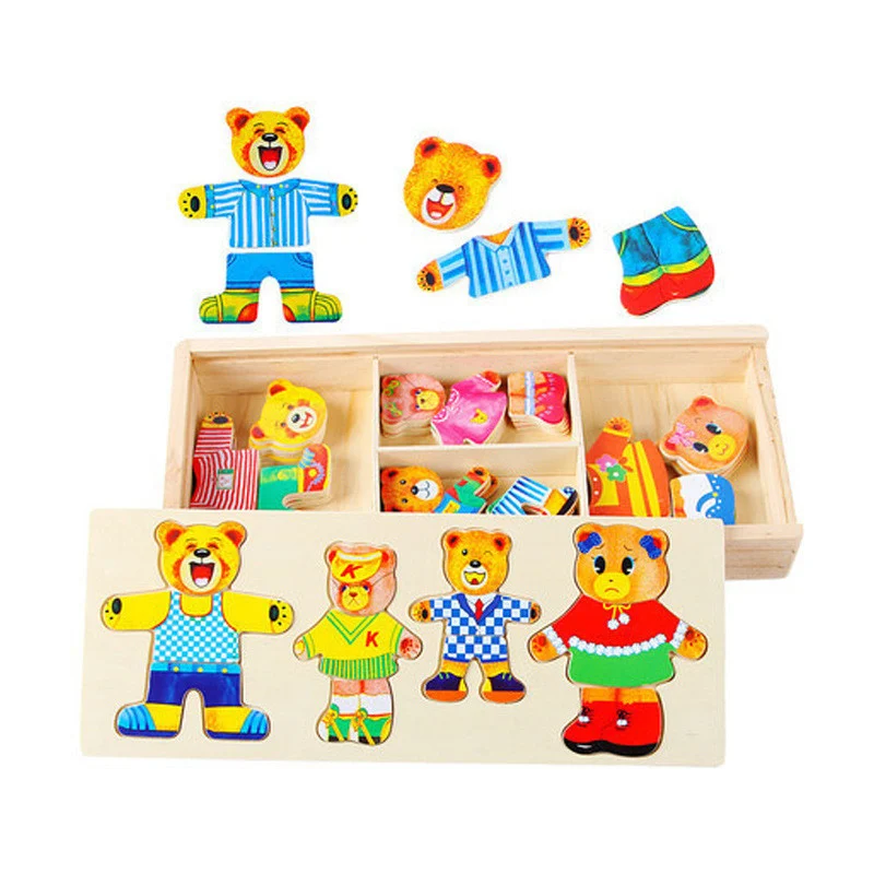 Rompecabezas de madera para niños, educación temprana. Juego de emparejar y vestir, agarre manual, juguete didáctico de rompecabezas.