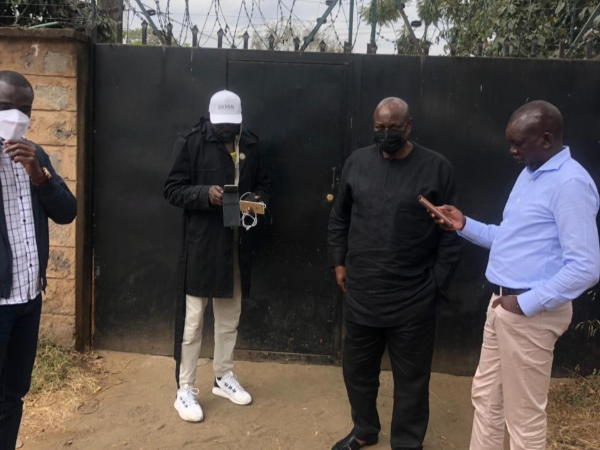 Kapseret MP Oscar Sudi with lawyers outside at the Anti-Terror Nairobi Offices on Ngong Road where Harun Aydin had been detained on August 7, 2021.