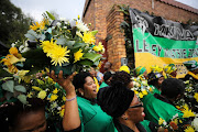 ANC Women's League deliver flowers to the late Winnie Madikizela-Mandela's home in Soweto, Johannesburg.