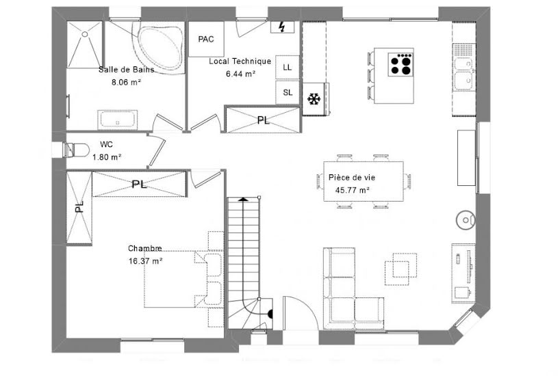  Vente Terrain + Maison - Terrain : 1 009m² - Maison : 110m² à Neufchâtel-en-Bray (76270) 