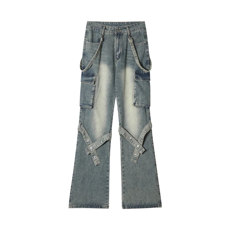 Jeans Punk Uomo, Leggermente Svasati, Stile alla Moda, Vestibilità Confortevole, Perfetti per un Look Moderno e Grintoso, Qualità Superiore.
