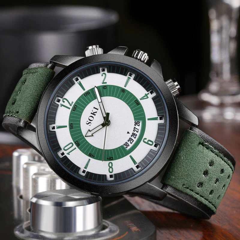 Title 2, Herenhorloge met grote wijzerplaat en frosted b...
