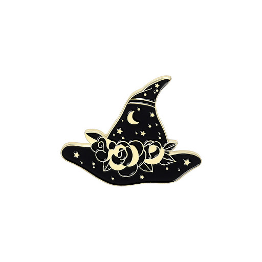 Title 4, Punk Black Magic Cat Brooch Halloween Wizard Ha...