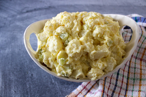 A bowl of Jan's Easy Sweet Potato Salad.