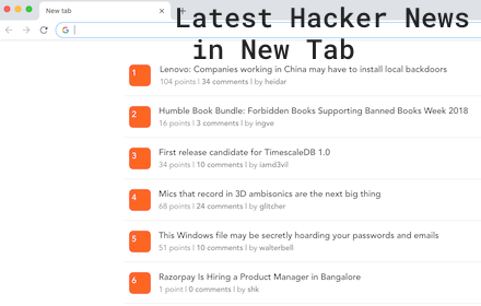 Hacker News in New Tab small promo image