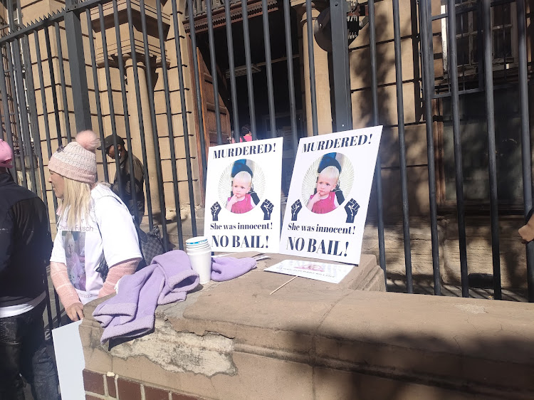 Demonstrators outside the Germiston magistrate's court.