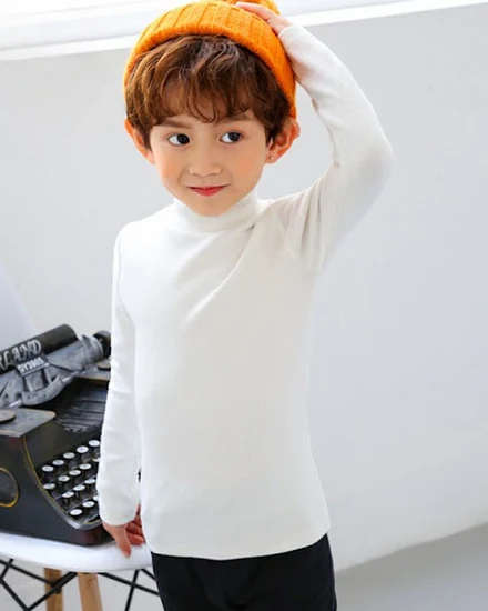 Boys' Half High Collar Underlay Shirt Children's Thickene... - 1