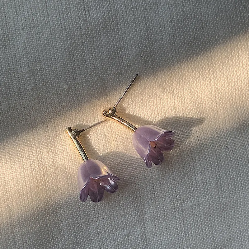 Title 4, Aretes de moda para mujer, estilo lirio morado,...
