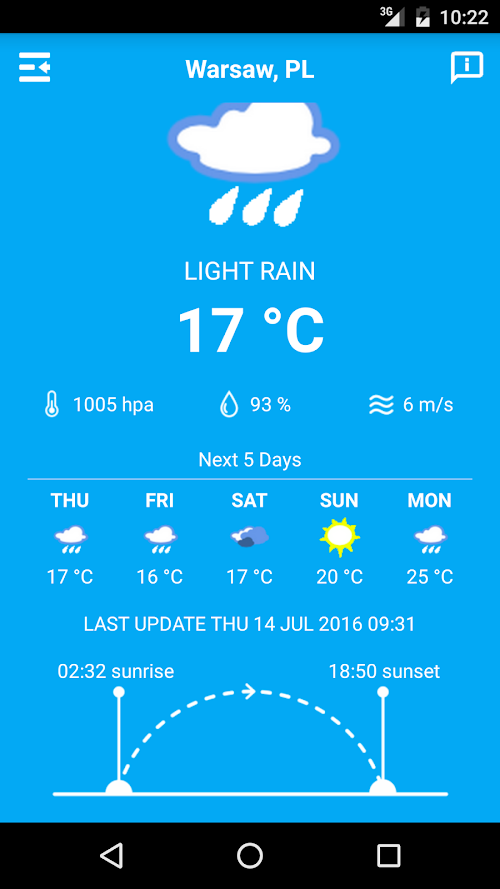 Android application Warsaw Weather screenshort