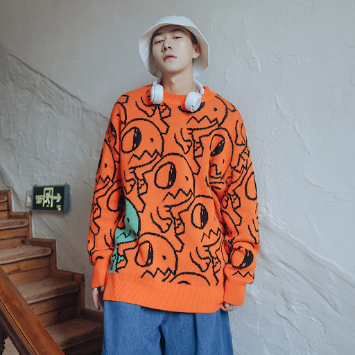 Title 1, Mens Collision Cartoon Pattern Jumper. Comfort...