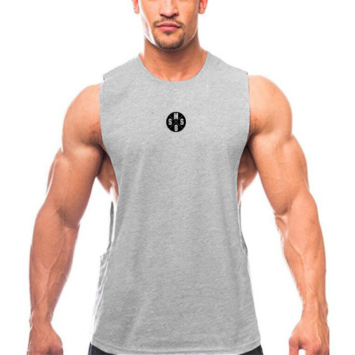 Title 6, Mens sleeveless fitness vest with large side s...