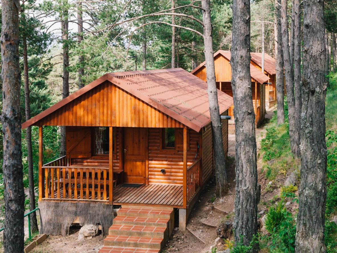 Every private wooden bungalow features views of Catalonia's famous Pedraforca mountain