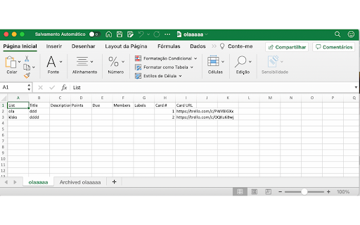 Official Export Excel for Trello