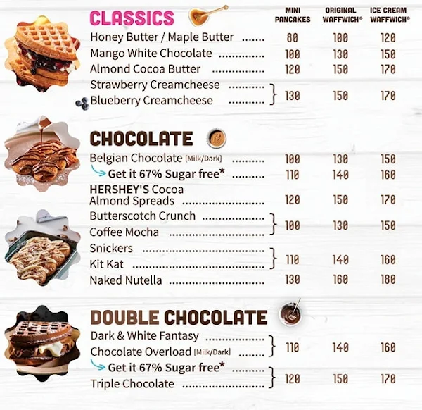 The Belgian Waffle Co menu 