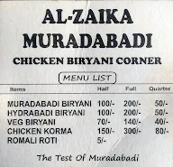 Al Zaika Muradabadi Chicken Biryani Corner menu 1