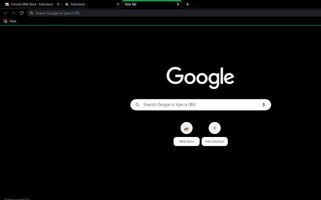 Black theme with green active tab chrome extension