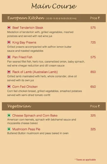 NutCracker - Days Hotel menu 