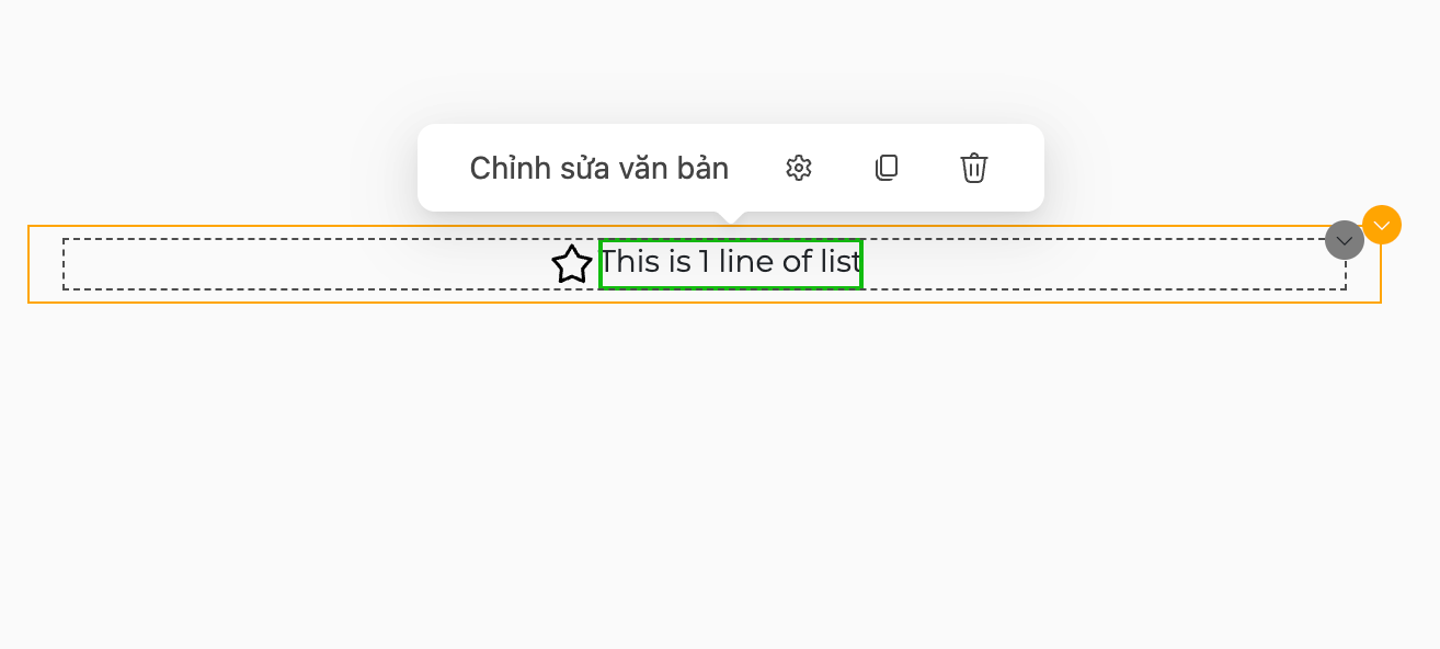 Cài đặt văn bản trong Danh sách icon