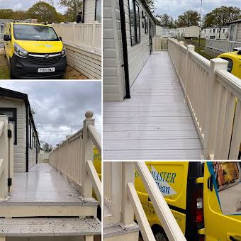 External pressure wash of a caravan getting ready for it's visitors. album cover