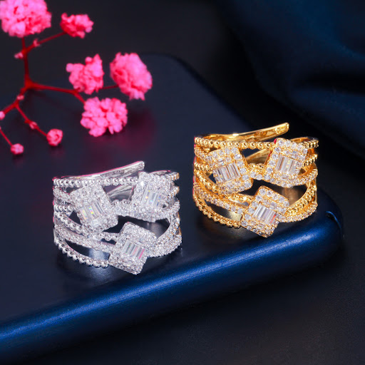 Title 4, Micro Inlaid AAA Zircon Hollow Ring Hand Jewelr...