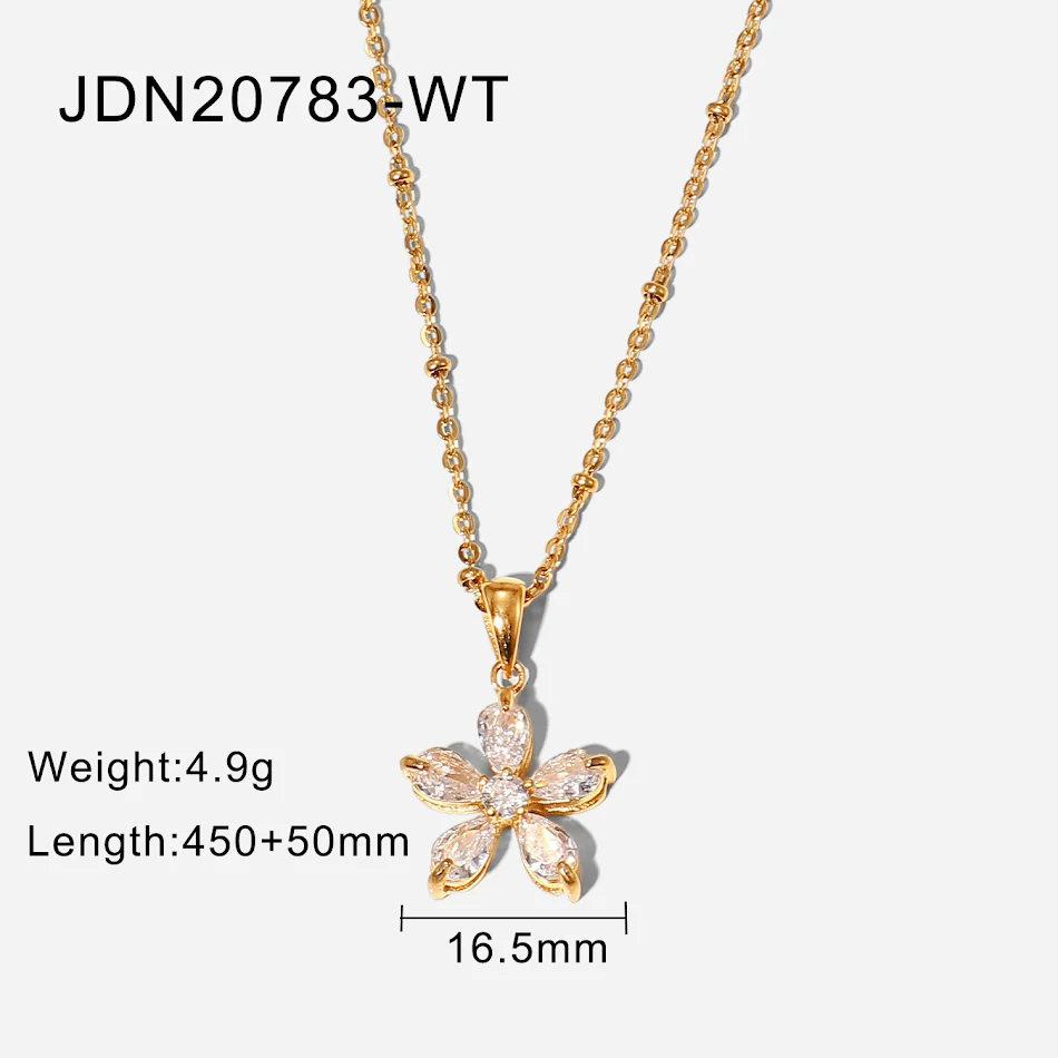 Witte zirkoon vijfbladige bloemenhanger ketting voor vrouwen, een stijlvol en schitterend sieraad.