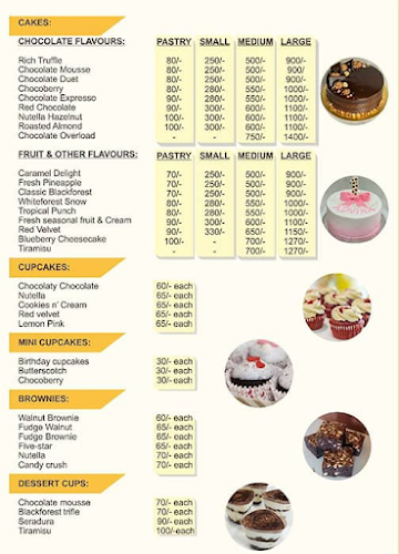 Shyamaliaes Bake Creations menu 