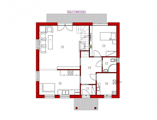 Domek Nieduży szkielet drewniany 010 ES - Rzut parteru