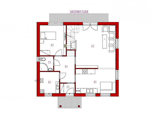 Domek Nieduży szkielet drewniany 010 ES - Rzut parteru