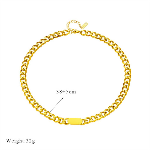 Title 7, Gold Titanium Steel Hip Hop Chunky Necklace for...