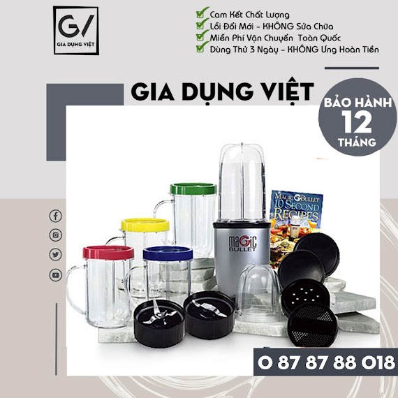 [Lỗi 1 Đổi 1] Máy Xay Sinh Tố - Freeship - Máy Xay Đa Năng Magic Bullet 21 Chi Tiết - Bảo Hành 12 Tháng