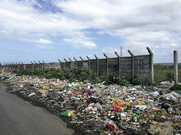 An illegal dumpsite, piled high with rubbish, in the Buffalo Flats area.