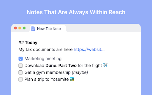 Quick Note Tab