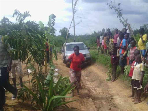 Sigomere ward residents protest against poor roads yesterday / ERIC OLOO