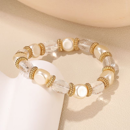 Title 3, Retro Acrylic Pearl Bracelet for Women Bohemian...