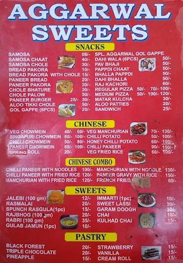New Aggarwal Sweets & Fast Food menu 