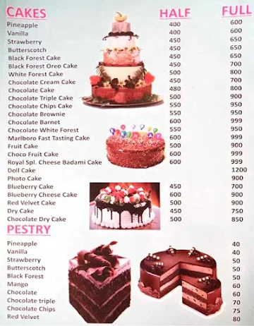 Celebration Cake Shop menu 